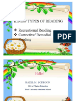 Kinds/ Types of Reading Recreational Reading Corrective/ Remedial Reading