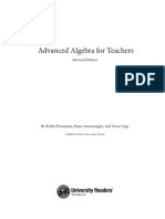 Advanced Algebra For Teachers: (Revised Edition)