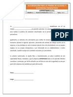 Autorizacion para La Prueba de Alcohol y Sustancias Psicoactivas