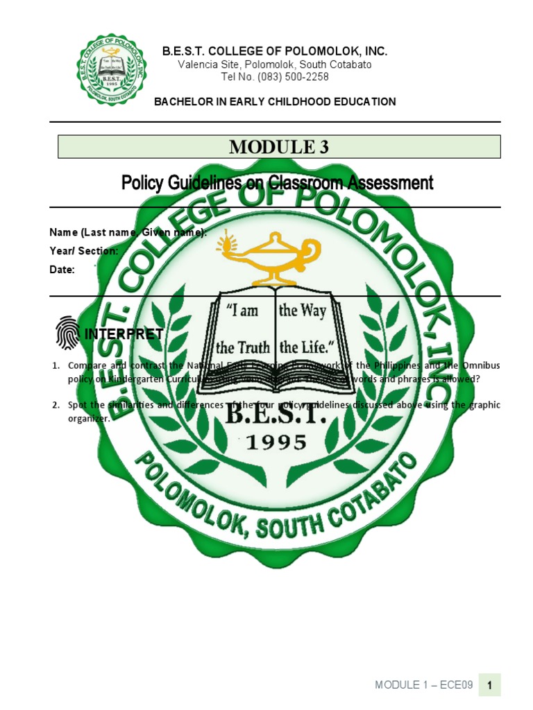 Ece9 Module 3 Assessment Pdf