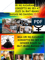 Mga Uri NG Kasarian (Gender) Konsepto NG Sex at Gender Roles Sa Ibat-Ibang Bahagi NG Daigdig