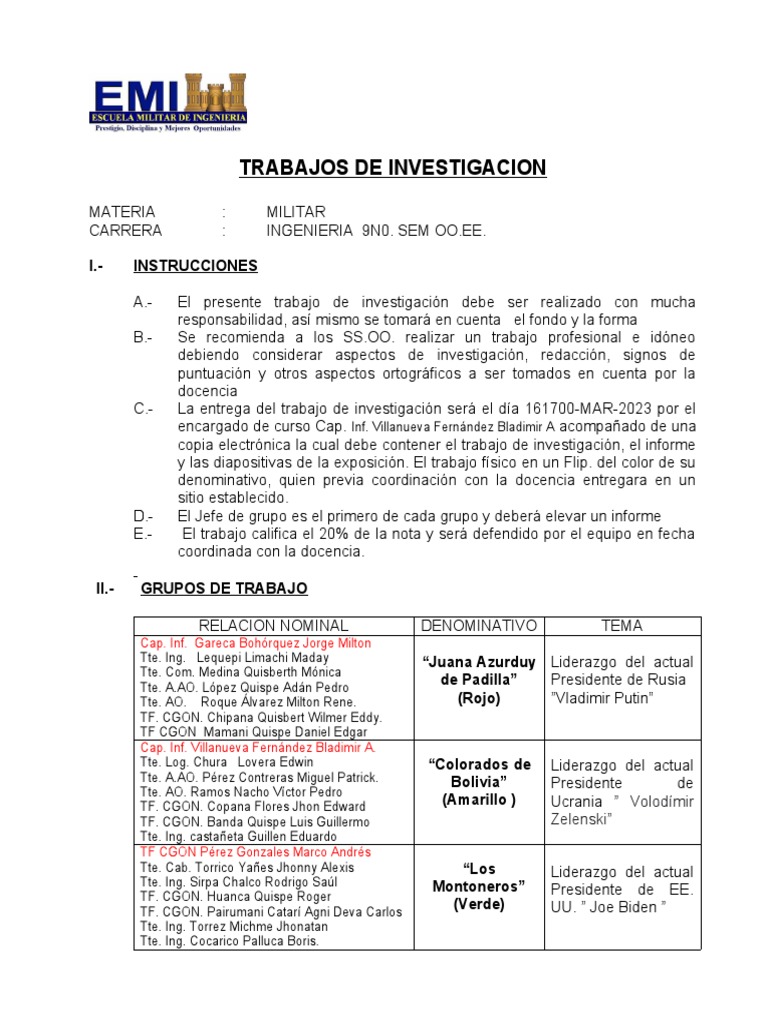 Trabajos de Investigacion: I.-Instrucciones | PDF | Gobierno