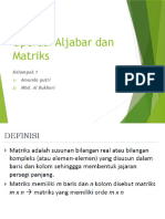 Operasi Aljabar Dan Matriks: Kelompok 1 Amanda Putri Mhd. Al Bukhori