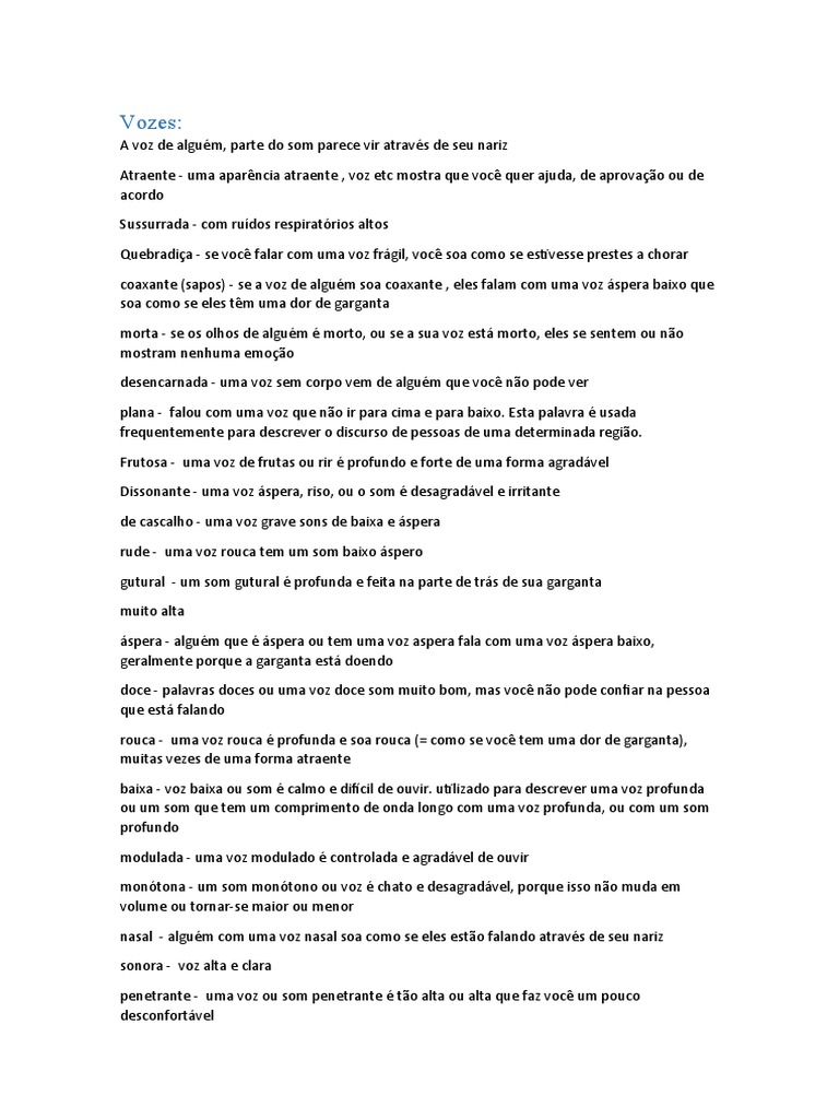 Vozes e descrição de pessoas | PDF | Cor | Olho