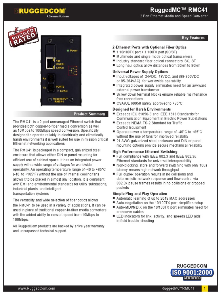 RMC41 | Download Free PDF | Ethernet | Optical Fiber