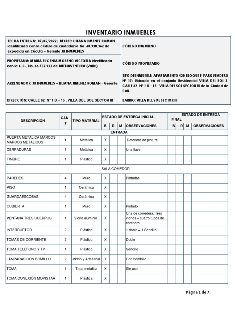 Formato De Inventario De Inmueble En Word Image To Text
