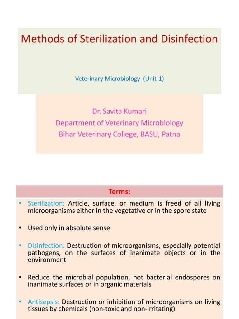 Sterilization and Disinfection Methods | PDF | Disinfectant ...