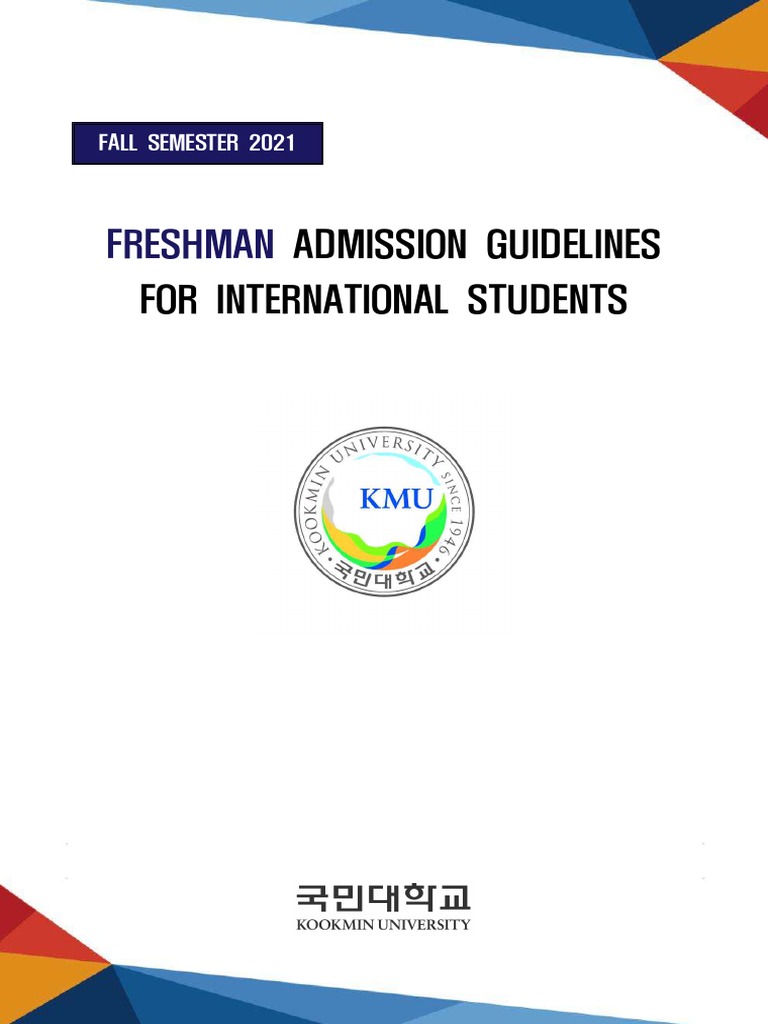 Guidelines for international freshman admission to kookmin university