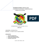 Universidad Pública de El Alto: Área Ciencias Económicas Financieras Y Administrativas Carrera de Economía