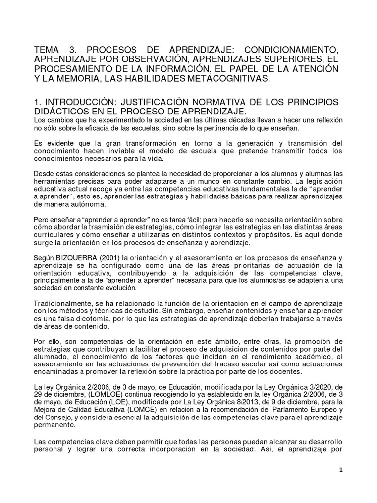 Tema 3 | PDF | Aprendizaje | Plan de estudios