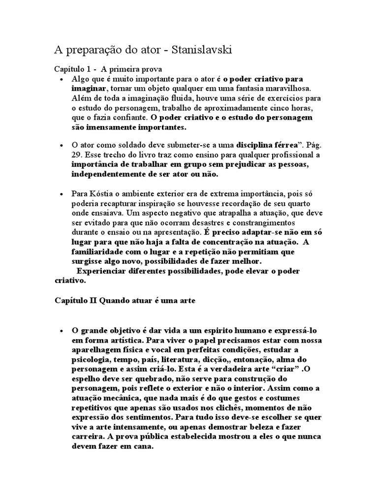 A preparação do ator | PDF | Pensamento | Sentimento