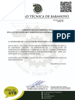 Certificado de Participación en La Evaluación de Competencias Generales Y Específicas