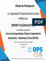 Curso de Autoaprendizaje Planes de Seguridad Del Saneamiento - Resilientes Al Clima (PSS RC) - Certificado Del Curso 2892654