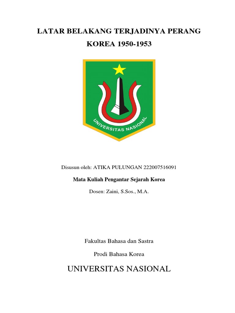 Latar Belakang Terjadinya Perang KOREA 19501953 Universitas Nasional