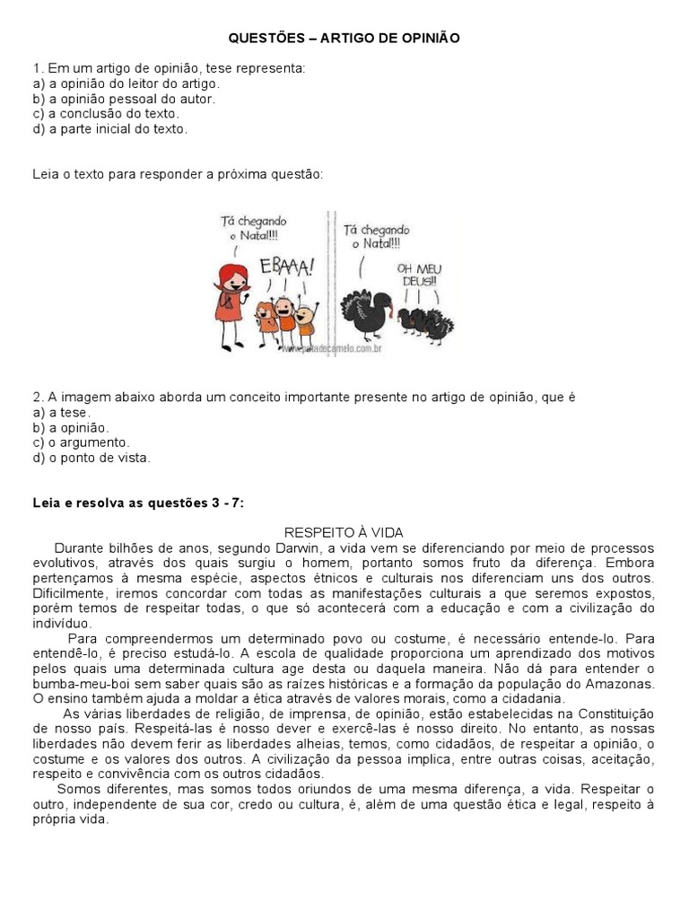 QUESTÕES Artigo de Opinião | PDF | Cidadania