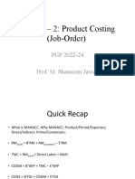 Session - 2: Product Costing (Job-Order) : PGP 2022-24 Prof. M. Shameem Jawed