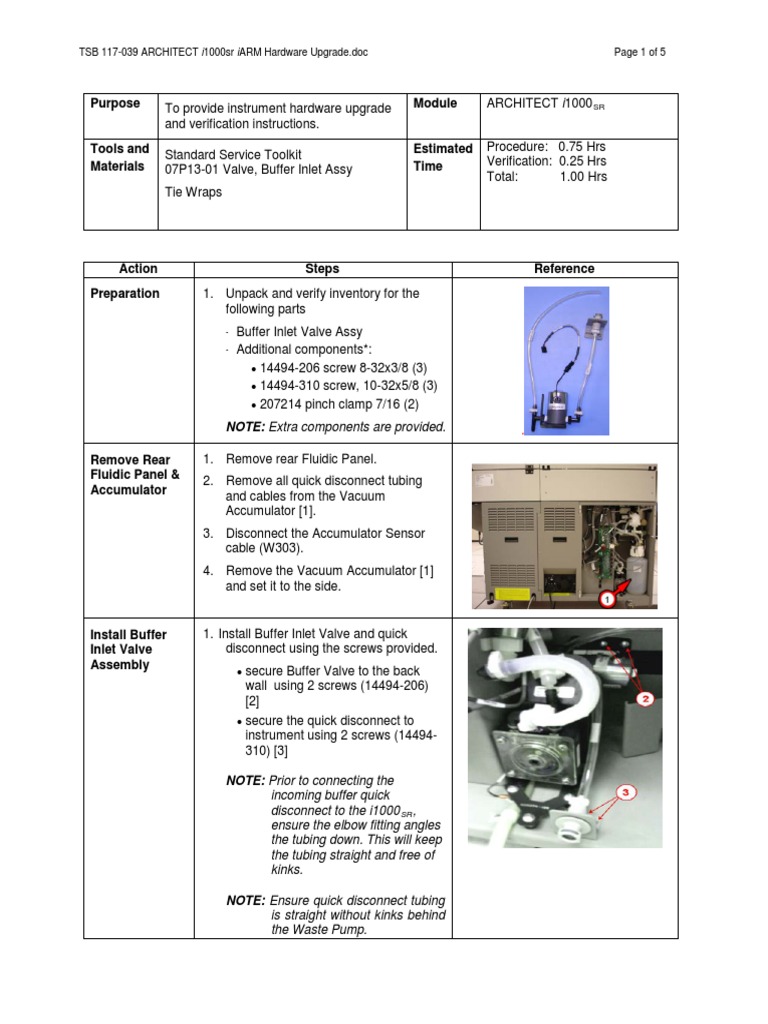 Purpose: TSB 117-039 ARCHITECT I1000sr iARM Hardware Upgrade - Doc Page ...