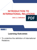 Introduction To International Relations: Unit 1.1. Definition