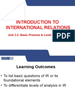 Introduction To International Relations: Unit 1.2. Basic Premise & Level of Analysis