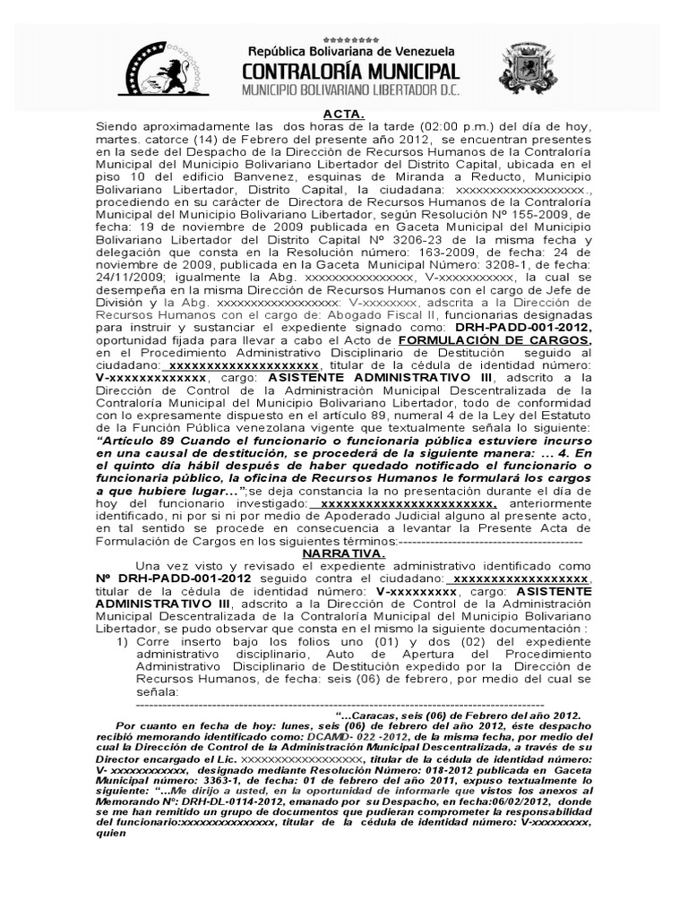 Formulacion de Cargos | PDF