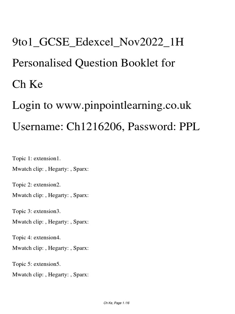 Your Personalised Pinpoint Booklet | PDF | Foreign Language Studies