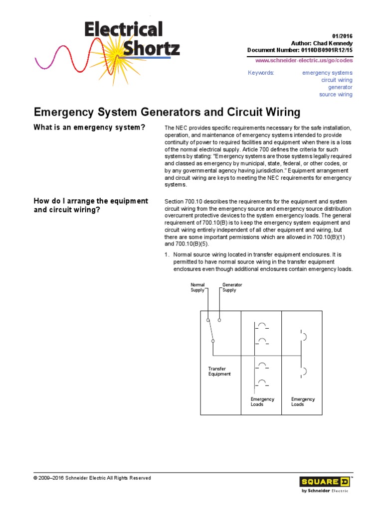 Emergency System Generators and Circuit Wiring | PDF | Electrical