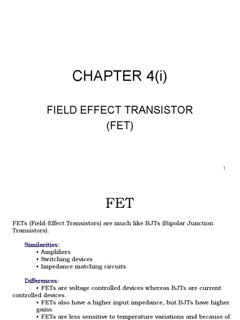 CHAPTER 4 (I) Field Effect Transistor (FET) PDF Field Effect