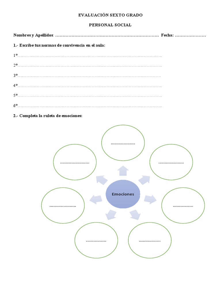 Evaluación de Personal Social Sexto Grado | PDF | Hogar, jardinería y ...