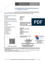 Constancia de Inscripción en El Registro Nacional de Grados Y Títulos