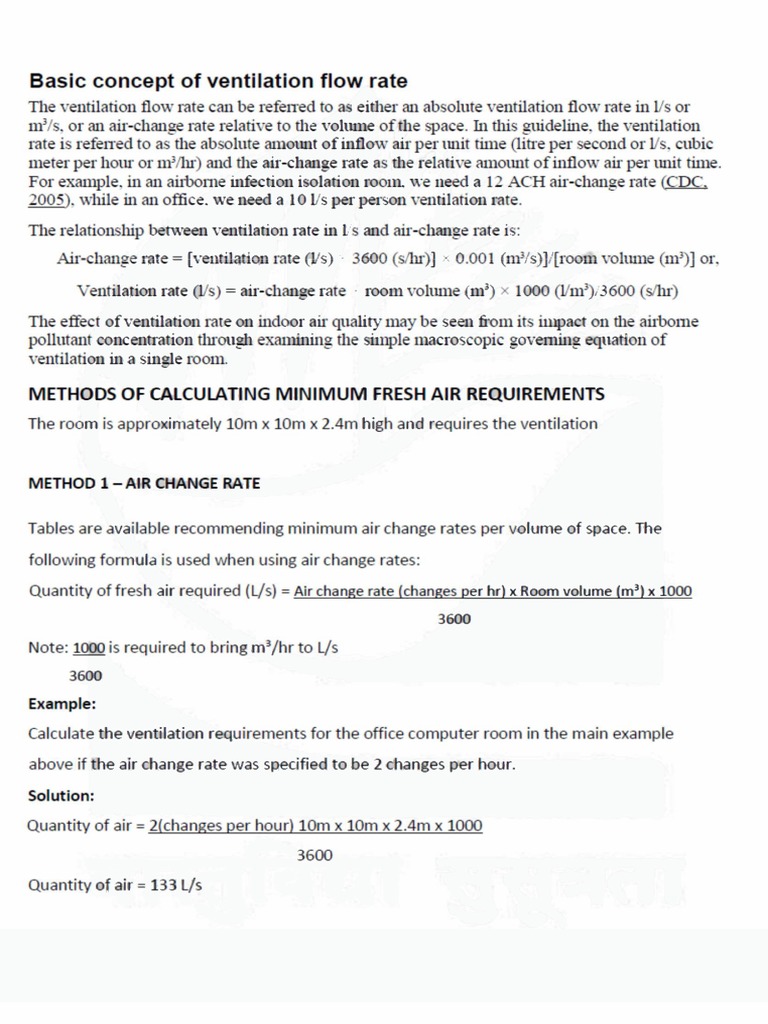 Ventilation Calculation PDF