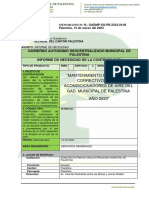 Gobierno Autonomo Descentralizado Municipal de Palestina Informe de Necesidad de La Contratación