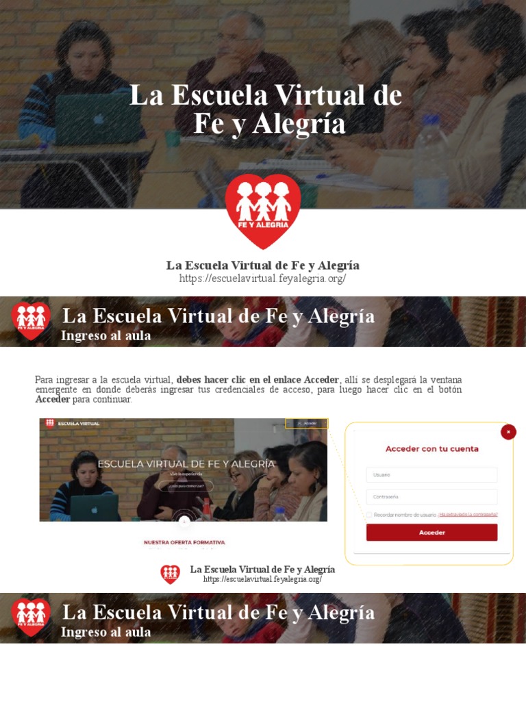 Acceso a la Escuela Virtual Fe y Alegría | PDF | Ciencias sociales