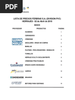 Lista de Precios Ferbras S.A. (Division PVC) HERRAJES - 02 de Abril de 2018