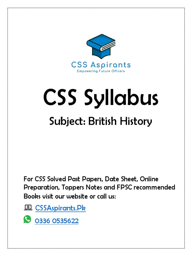 British History Syllabus for CSS 2024 | PDF | United Kingdom Of Great ...