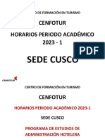 Cenfotur Horarios Periodo Académico 2023 - 1: Sede Cusco