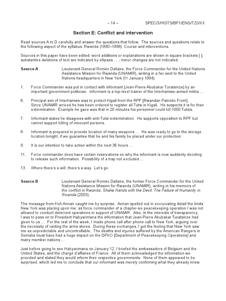 Rwanda Genocide: UNAMIR's Intervention Failures | PDF | Rwandan ...