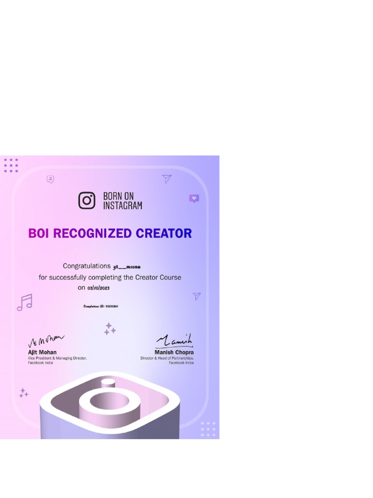 Instagram Certificate | PDF