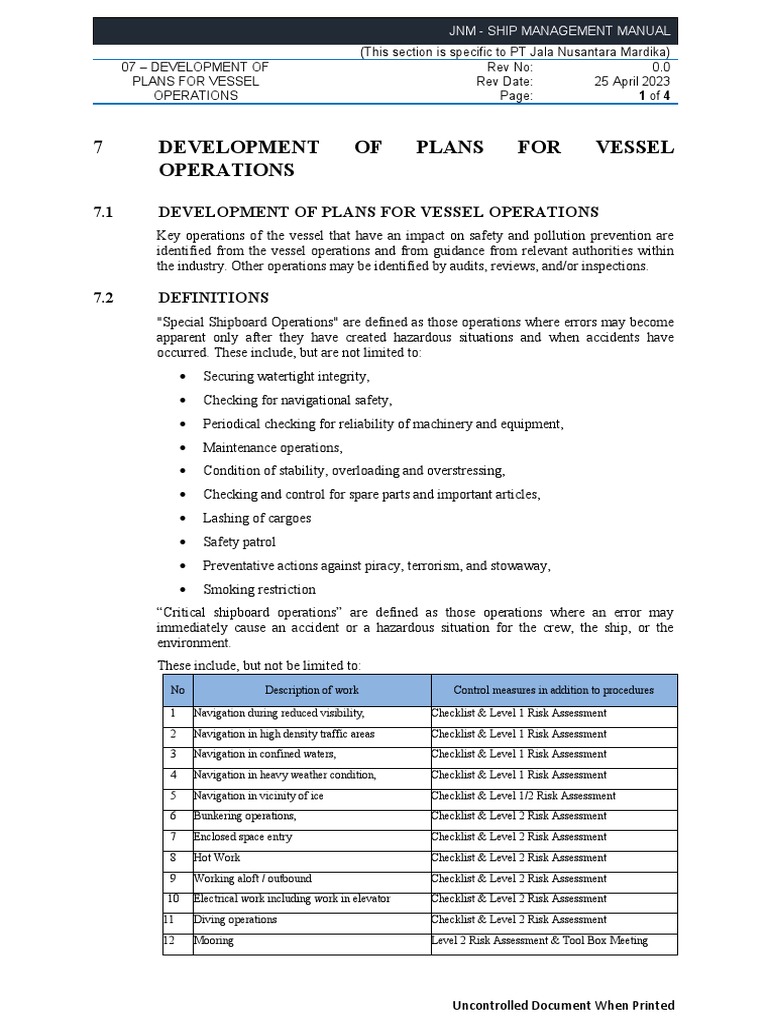 Vessel Operations Planning Guide | PDF | Oil Tanker | Risk