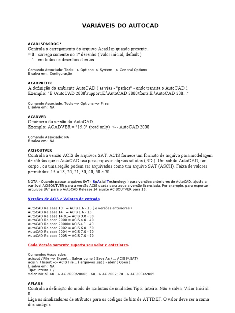 Variaveis Autocad | PDF