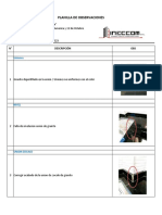 Planilla de Observaciones: Vivienda Familiar "Copa" Instalación Granito Jueves 9 de Marzo de 2023