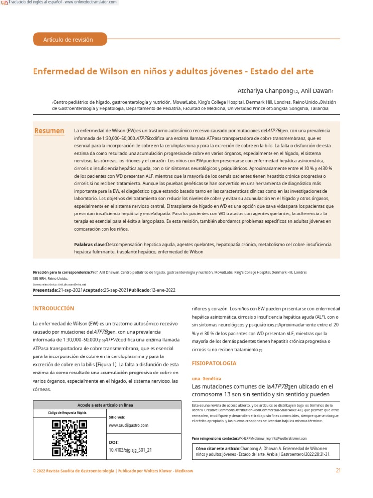 Wilson Disease in Children and Young Adults Español | PDF | Cirrosis ...