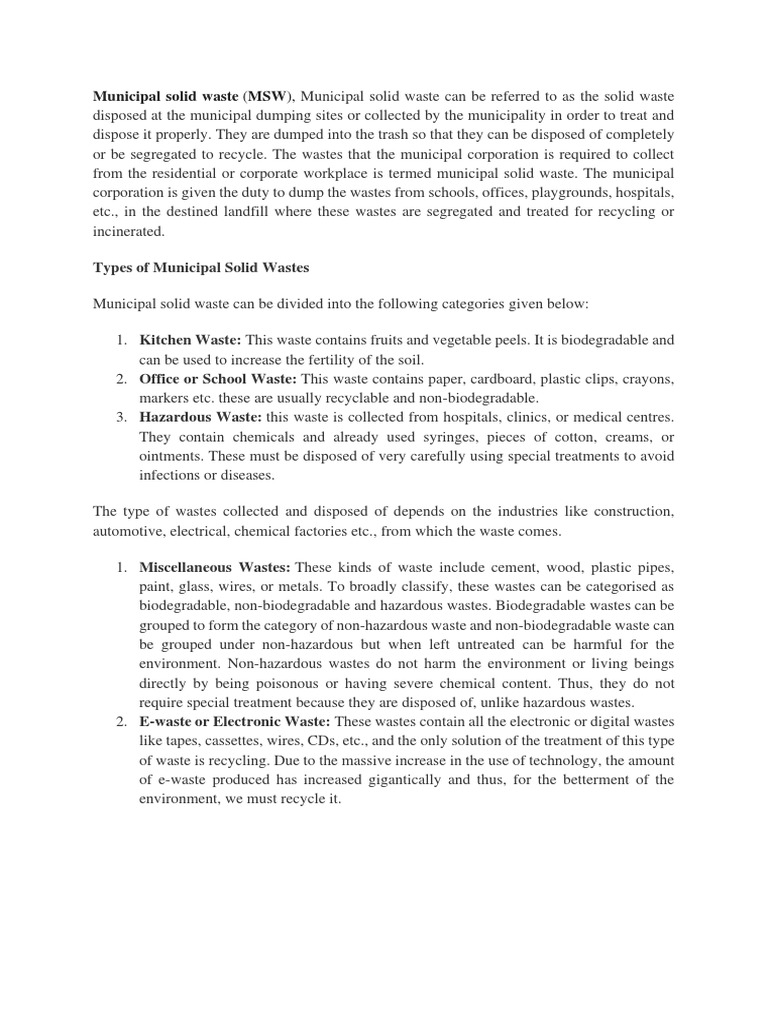 2 Municipal Solid Waste Pdf Waste Landfill