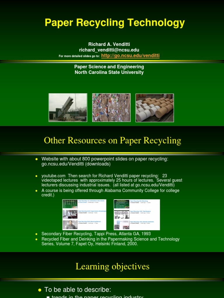 Paper Recycling Technology Overview | PDF | Waste | Recycling