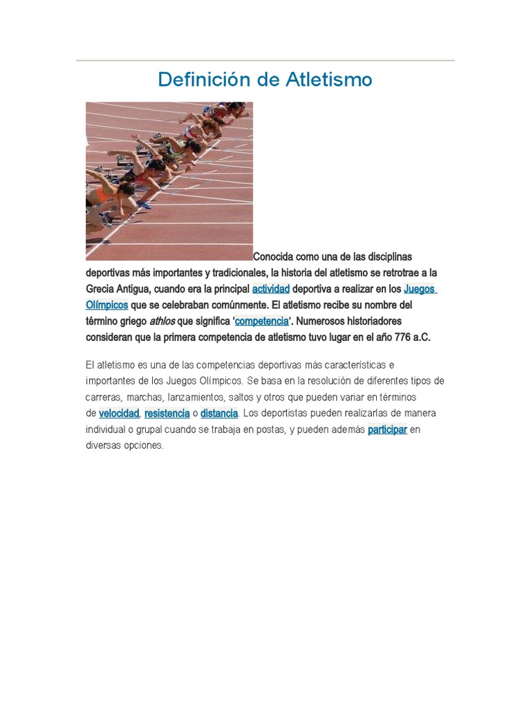 Definición y Significado del Atletismo | PDF