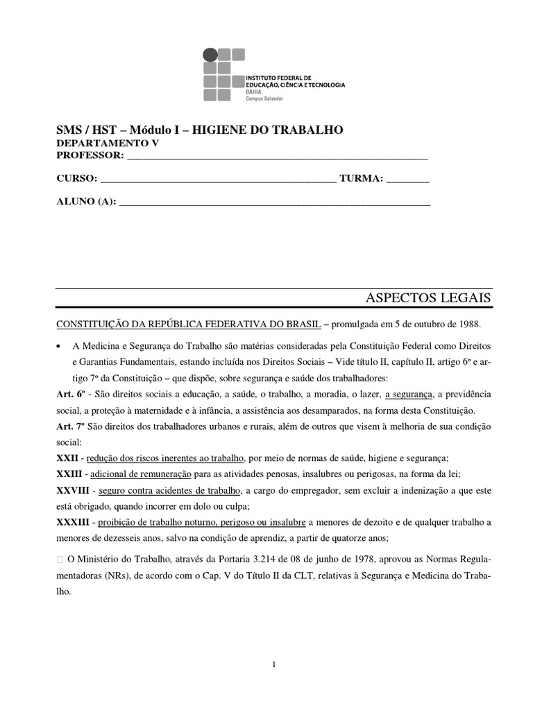M dulo i higiene do trabalho sms hst pdf laser radia o