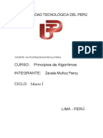 Universidad Tecnológica Del Perú: CURSO: Principios de Algoritmos INTEGRANTE: Zavala Muñoz Percy Ciclo: Marzo I