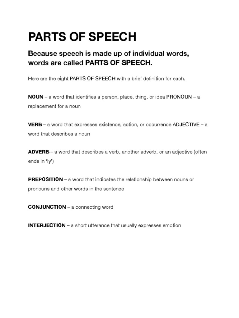 PARTS OF SPEECH PDF IN ENGLISH visual data 3