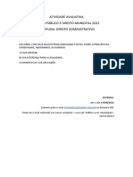 Atividade Avaliativa Direito Público E Direito Municipal 2022 Disciplina: Direito Administrativo