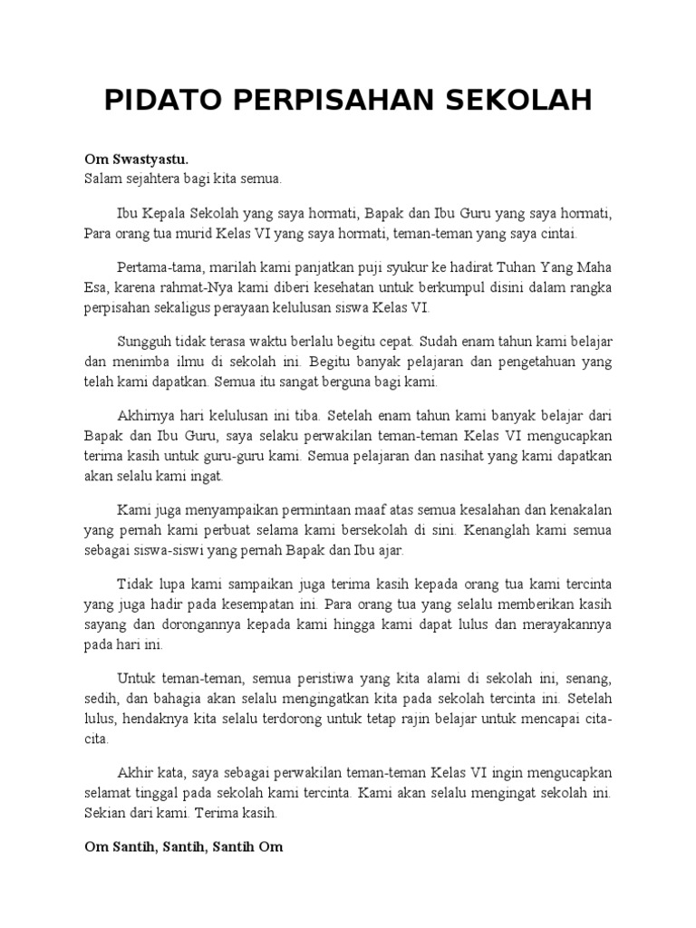 Pidato Perpisahan Sekolah Pdf