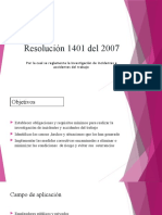 Resolución 1401 Del 2007: Por La Cual Se Reglamenta La Investigación de Incidentes e Accidentes Del Trabajo